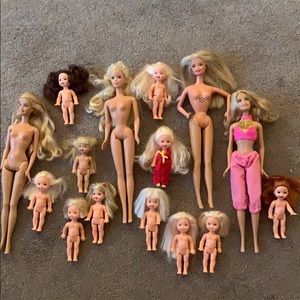 Mixed Barbie and Kelly Dolls